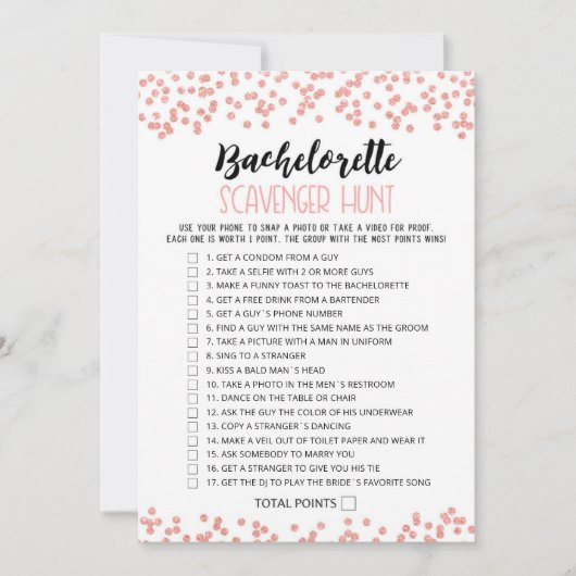 Scavenger Hunt Party bewerkbare game Kaart (Voorkant)