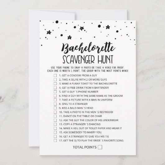 Scavenger Hunt Party bewerkbare game Kaart (Voorkant)