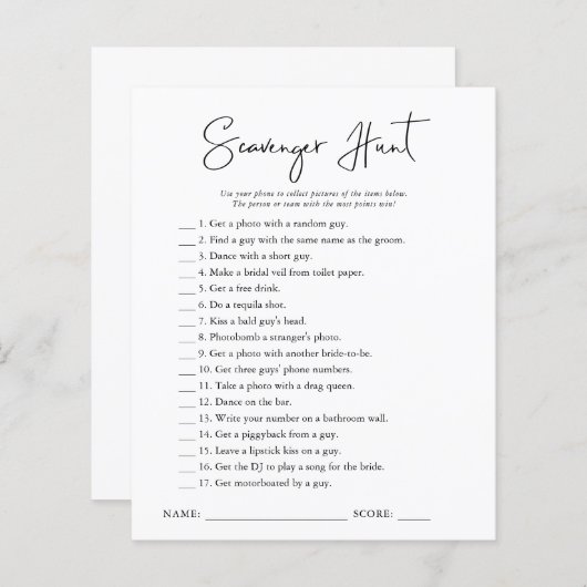 Scavenger Hunt | VRIJGEZELLENFEEST (Voorkant / Achterkant)