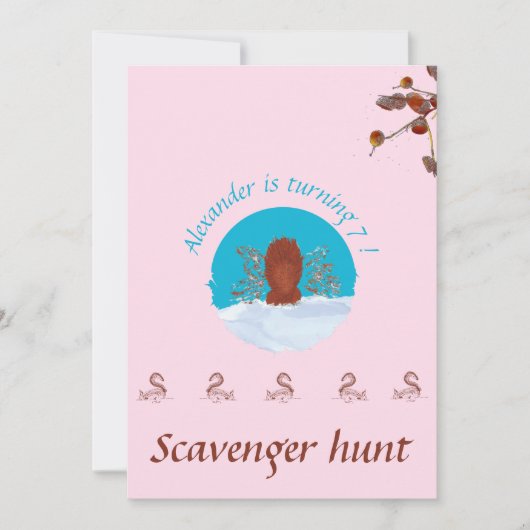 Scavenger jacht plezier eekhoorn graven op pastel  kaart (Voorkant)