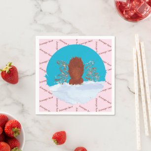 Scavenger jacht plezier eekhoorn graven op pastel  servet