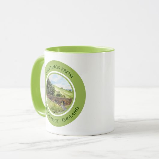 Scawgill Bridge over het Aiken Lake District UK Mok (Voorkant links)