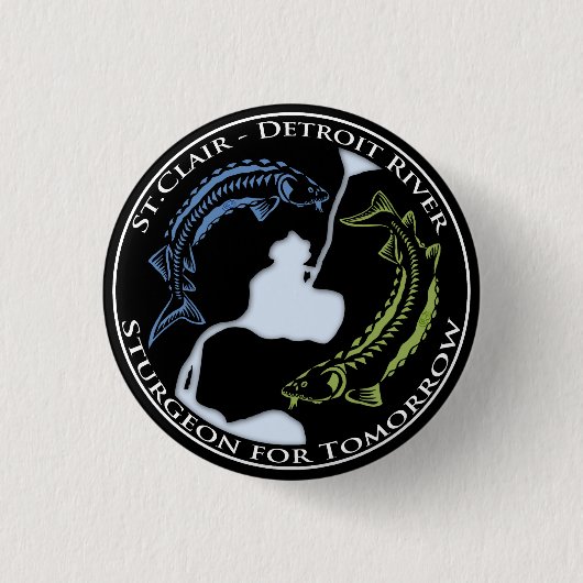 SCDR-Sturgeon for Tomorrow Button-Black Ronde Button 3,2 Cm (Voorkant)