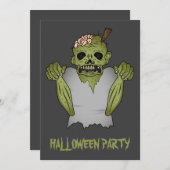 Scenario Cartoon Zombie op grijze halloween party Kaart (Voorkant / Achterkant)