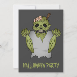 Scenario Cartoon Zombie op grijze halloween party Kaart