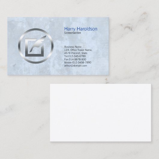 Scenarioschrijver Vet Quill Icon Visitekaartje (Voorkant / Achterkant)