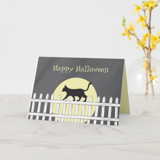 Scenary Black Cat op Picket Fence Kaart (Gele Bloem)