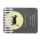 Scenary Black Cat op Picket Fence Magneet (Horizontaal)