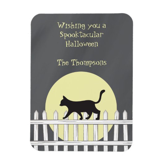 Scenary Black Cat op Picket Fence Magneet (Verticaal)