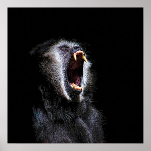 Scenary Black Gibbon Monkey Vicious Fanged Teeth Poster (Voorkant)