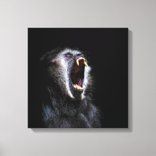 Scenary Black Monkey Vicious Fanged Teeth Canvas Afdruk