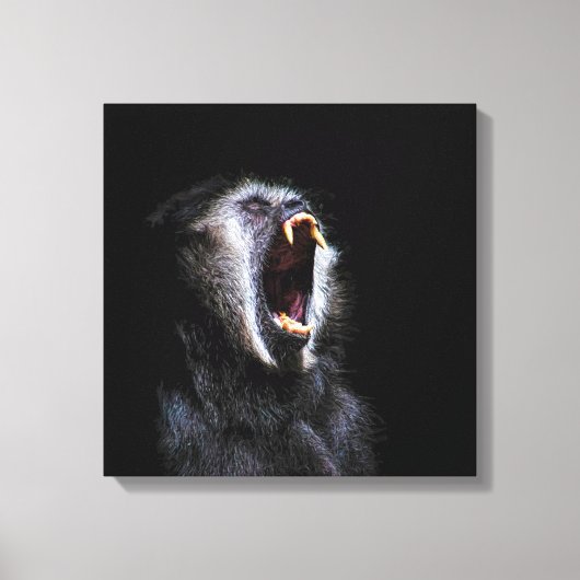 Scenary Black Monkey Vicious Fanged Teeth Canvas Afdruk (Voorkant)