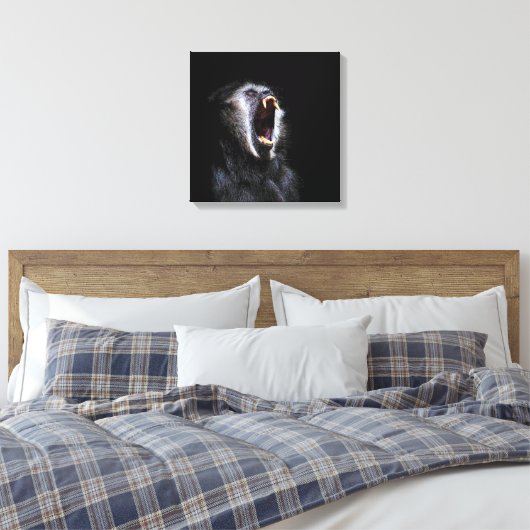 Scenary Black Monkey Vicious Fanged Teeth Canvas Afdruk (Insitu (Slaapkamer))