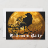 Scenary Black Raven Full Moon Halloween Party Kaart (Voorkant)