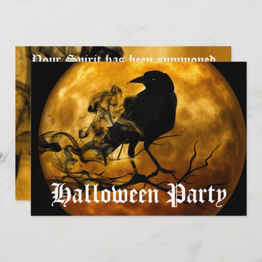 Scenary Black Raven Full Moon Halloween Party Kaart (Voorkant / Achterkant)