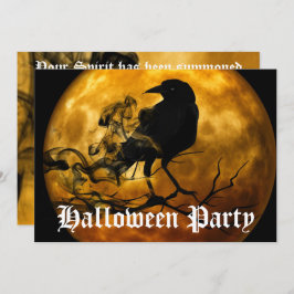 Scenary Black Raven Full Moon Halloween Party Kaart