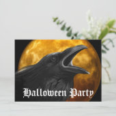 Scenary Black Raven Full Moon Halloween Party Kaart (Staand voorkant)