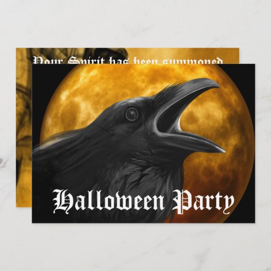 Scenary Black Raven Full Moon Halloween Party Kaart (Voorkant / Achterkant)