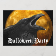 Scenary Black Raven Full Moon Halloween Party