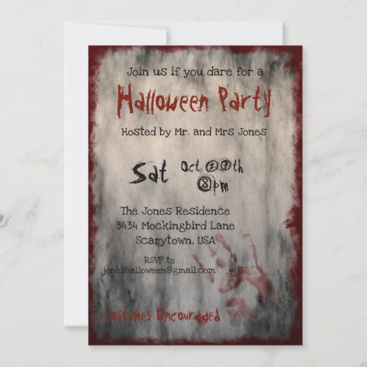 Scenary Bloody Halloween Party Kaart (Voorkant)