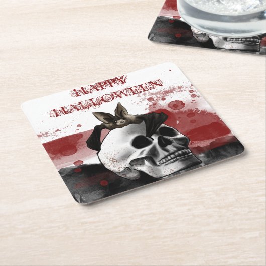 Scenary Bloody Skull Happy Halloween Party Kartonnen Onderzetters