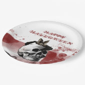 Scenary Bloody Skull Happy Halloween Party Papieren Bordje (Gekanteld)