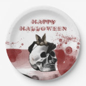 Scenary Bloody Skull Happy Halloween Party Papieren Bordje (Voorkant)