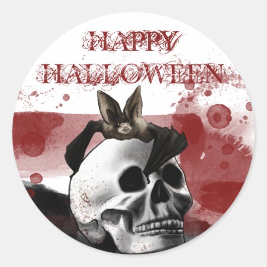 Scenary Bloody Skull Happy Halloween Party Ronde Sticker (Voorkant)