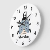 Scenary blue bug kever black spiky legs personalis grote klok (Hoek)