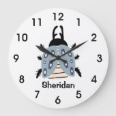 Scenary blue bug kever black spiky legs personalis grote klok (Voorkant)