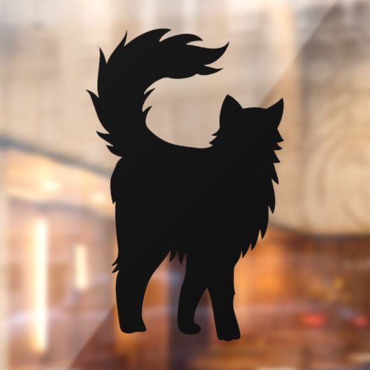 Scenary Fluffy Halloween Black Cat Raamsticker (Vel 2)
