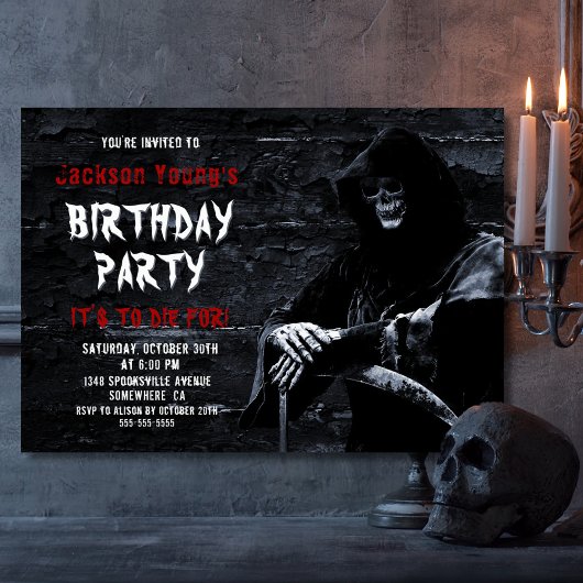 Scenary Grim Reaper elke Age Birthday Party Kaart