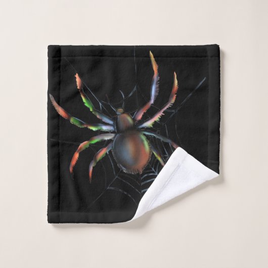 Scenary Halloween Metallic Spider en Web Bad Handdoek (Wasdoekje)