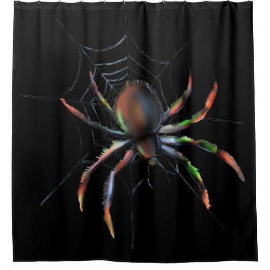 Scenary Halloween Metallic Spider en Web Douchegordijn (Voorkant)