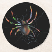 Scenary Halloween Metallic Spider en Web Ronde Kartonnen Onderzetter (Voorkant)