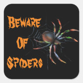 Scenary Halloween Metallic Spider en Web Vierkante Sticker (Voorkant)