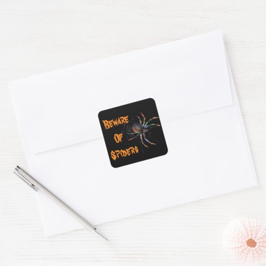 Scenary Halloween Metallic Spider en Web Vierkante Sticker (Envelop)