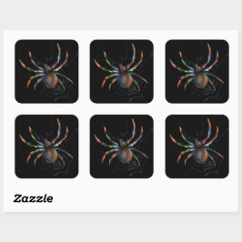 Scenary Halloween Metallic Spider en Web Vierkante Sticker
