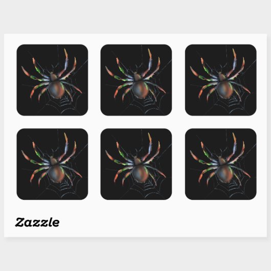 Scenary Halloween Metallic Spider en Web Vierkante Sticker (Vel)
