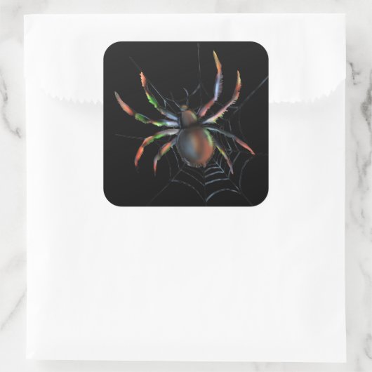 Scenary Halloween Metallic Spider en Web Vierkante Sticker (Tas)