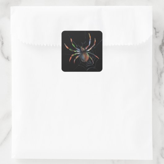 Scenary Halloween Metallic Spider en Web Vierkante Sticker (Tas)