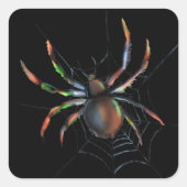 Scenary Halloween Metallic Spider en Web Vierkante Sticker (Voorkant)