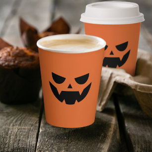 Scenary Jack O Lantern Face Halloween Papieren Bekers