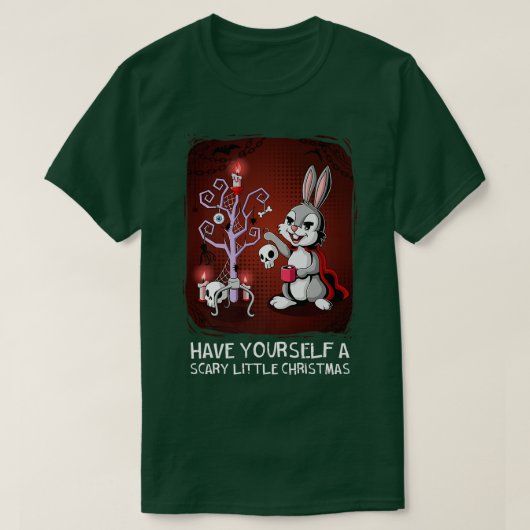 Scenary Little KerstTree Gothic Festive Rabbit T-shirt (Design voorkant)