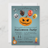 Scenary Monster Pumpkin Ballon Halloween Party Kaart (Voorkant)