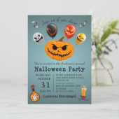 Scenary Monster Pumpkin Ballon Halloween Party Kaart (Staand voorkant)
