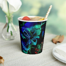 Scenary Neon Blauwgroen Skulls Halloween Name Date