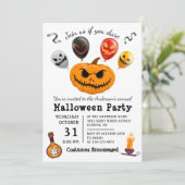 Scenary Pumpkin-ballonMonster Halloween Party Kaart (Staand voorkant)