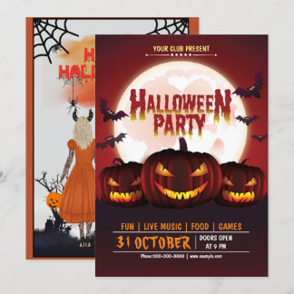 Scenary Pumpkin Jack o lantern Halloween Party Kaart