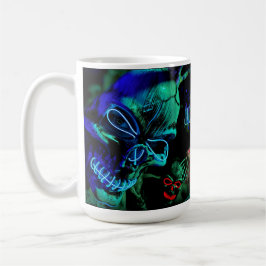 Scenary Skull Neon Blauwgroen Blue Name Day Dead H Koffiemok